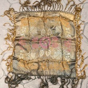 Gorgeous Exotic Taj Mahal Silk Brocade Shawl 1940s
